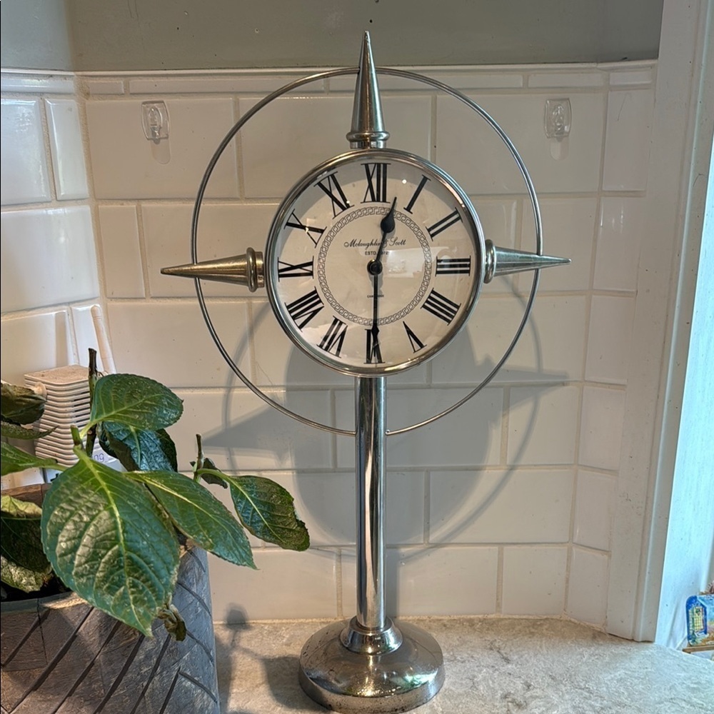 Mclaughlin & Scott Silver Metal Wall Clock with Roman Numerals